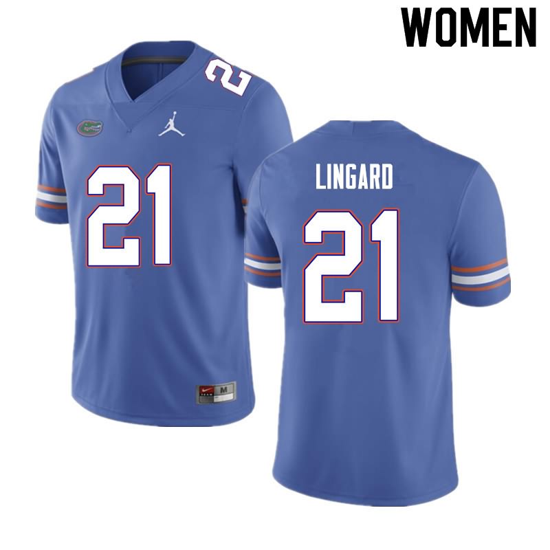 Women's NCAA Florida Gators Lorenzo Lingard #21 Stitched Authentic Nike Blue College Football Jersey VZF0465RM